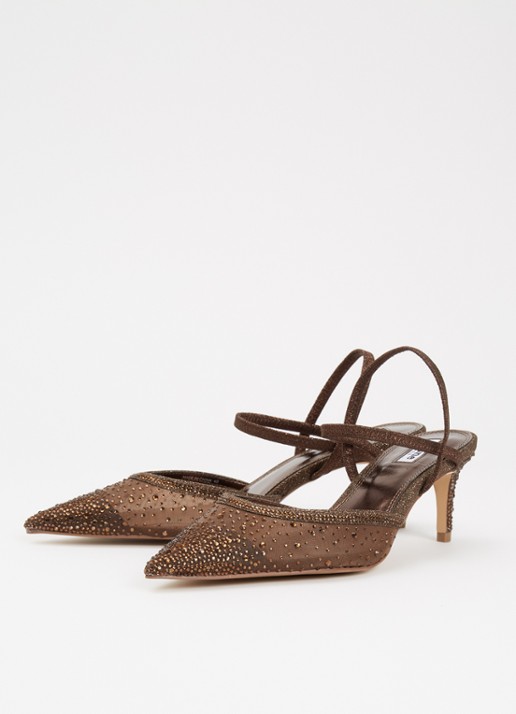 Dune London Charismatic slingback met strass - detail 2 donkerbruin