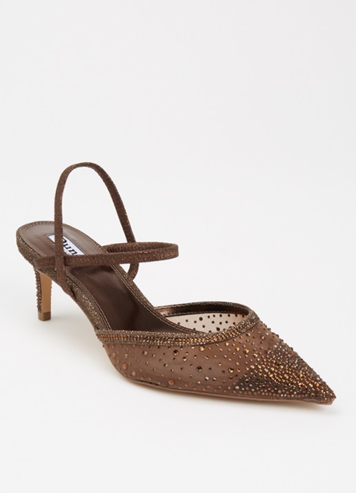 Dune London Charismatic slingback met strass - voorkant donkerbruin