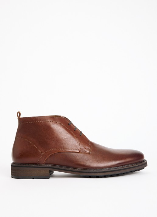 Dune London Charleys veterschoen van leer - voorkant roodbruin