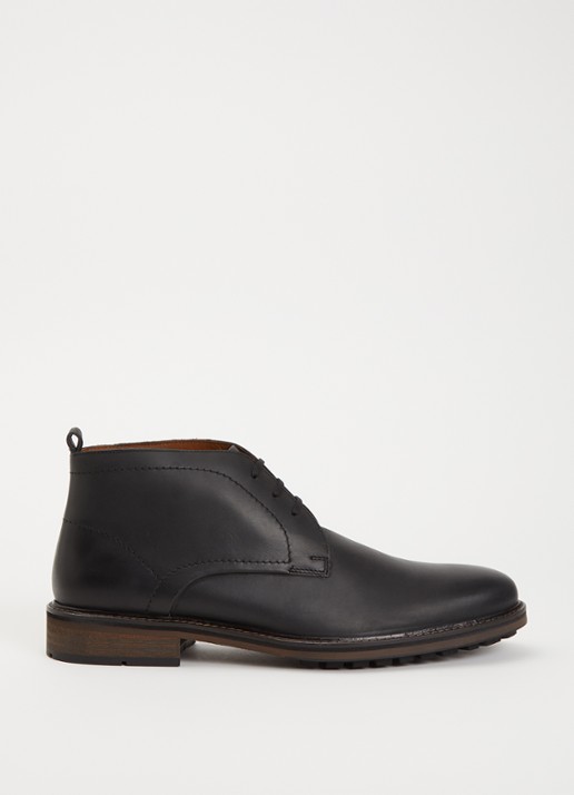 Dune London Charleys veterschoen van leer - voorkant 4 zwart