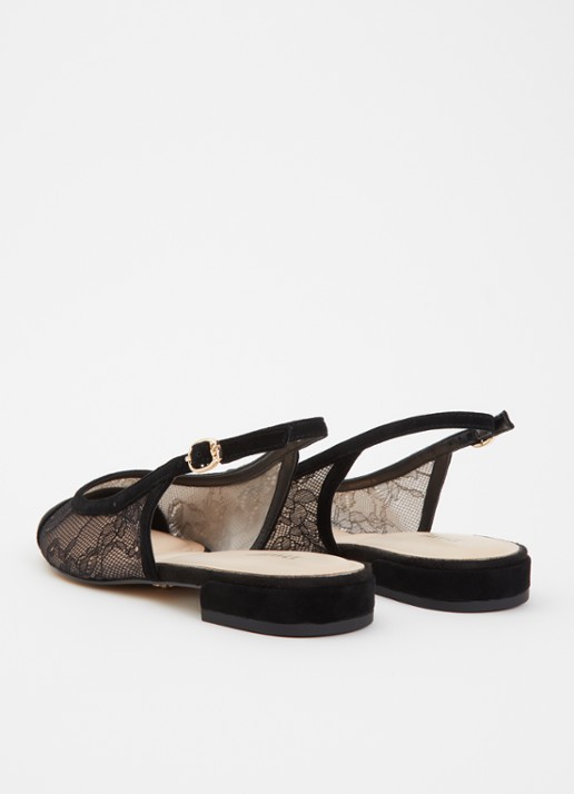 Dune London Clarify slingback met details van kant - achterkant 4 zwart