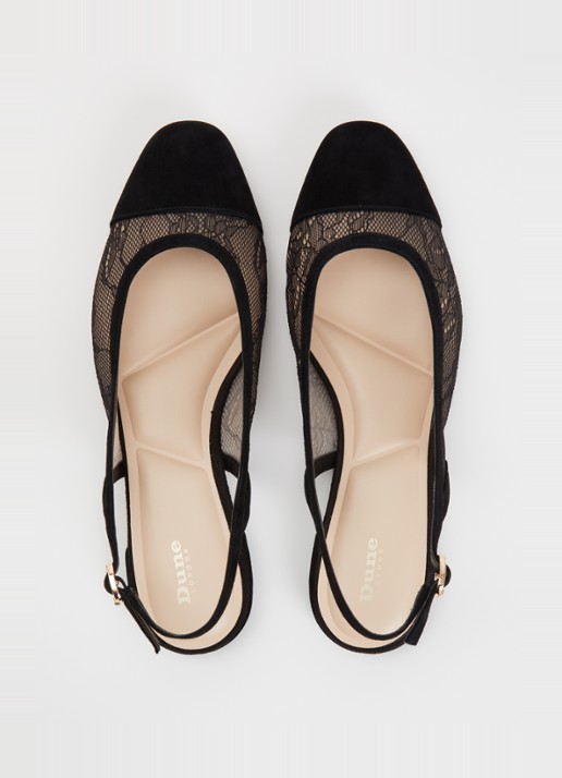 Dune London Clarify slingback met details van kant - detail 2 zwart