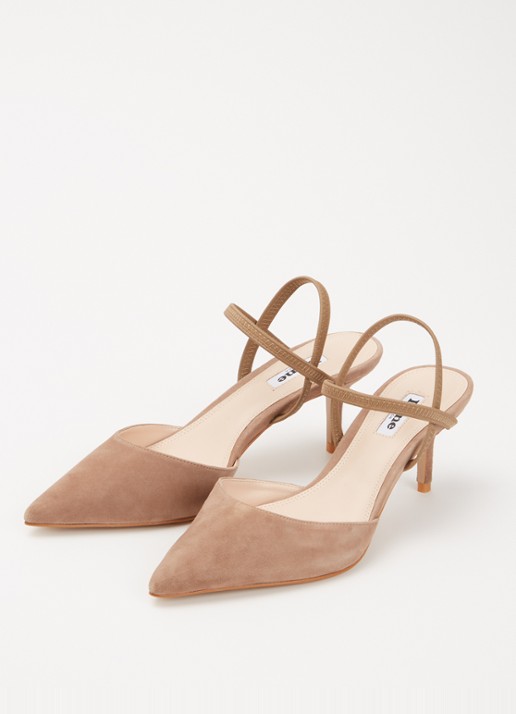 Dune London Classical slingback van leer - detail donkerbeige