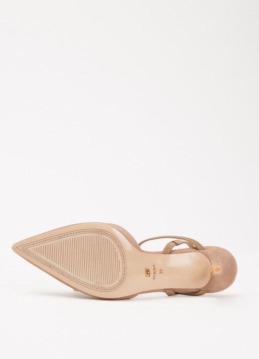 Dune London Classical slingback van leer - detail 3 donkerbeige