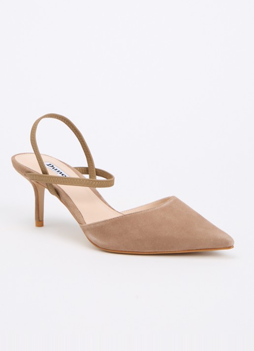 Dune London Classical slingback van leer - voorkant 9 donkerbeige