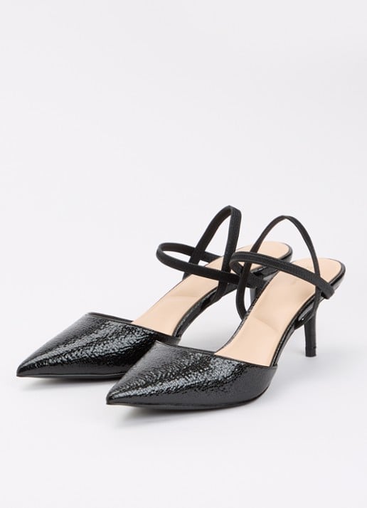 Dune London Classical slingback van leer - detail zwart