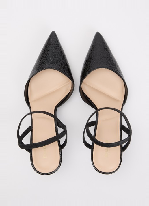 Dune London Classical slingback van leer - detail 2 zwart