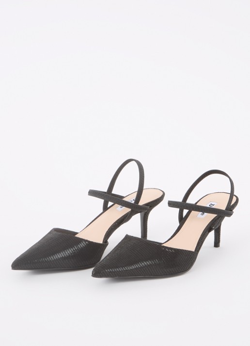 Dune London Classical slingback van leer - detail diepzwart