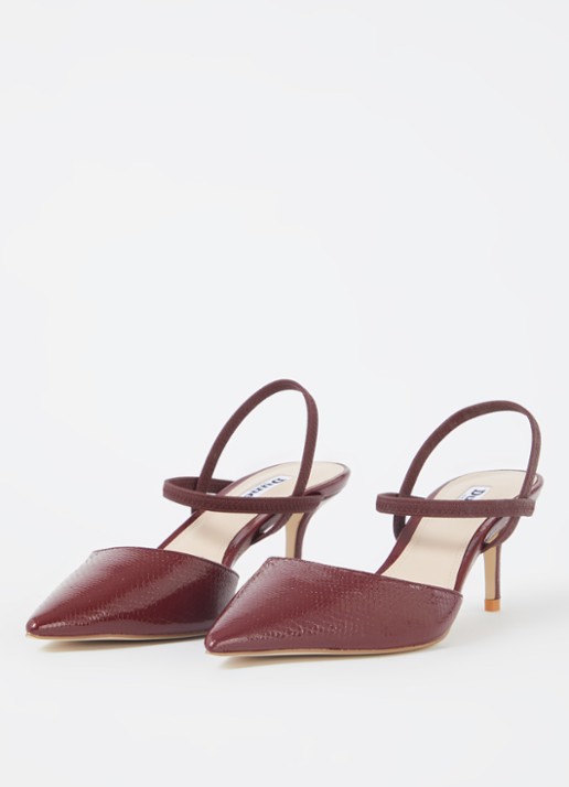 Dune London Classical slingback van leer - detail roodbruin