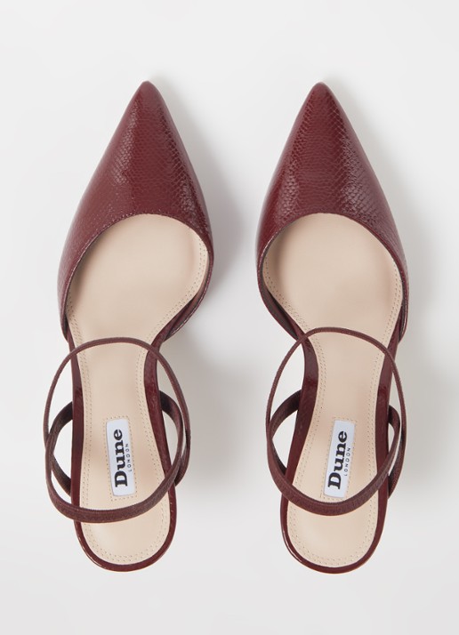 Dune London Classical slingback van leer - detail 2 roodbruin