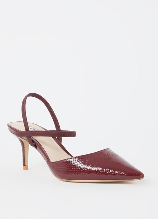 Dune London Classical slingback van leer - voorkant 4 roodbruin