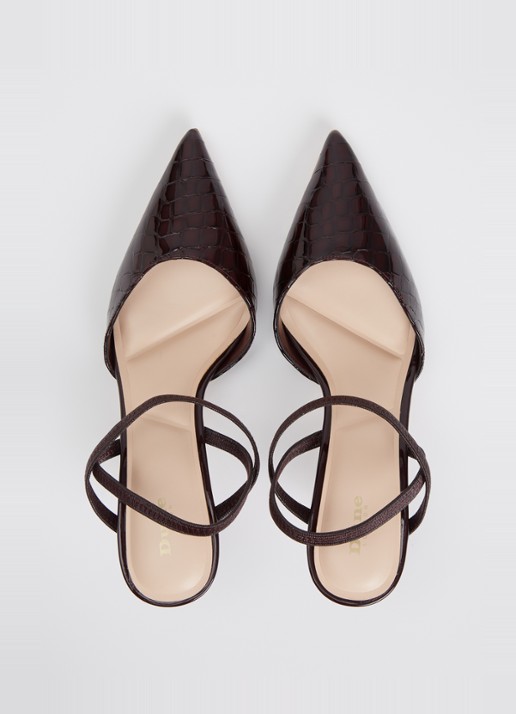 Dune London Classical slingback van leer - detail 4 aubergine