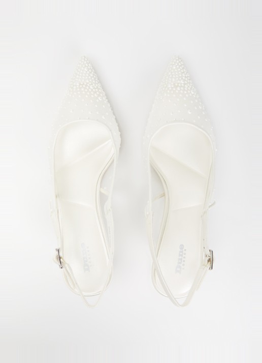 Dune London Companionship slingback met pareldecoratie en mesh details - detail 4 gebroken wit