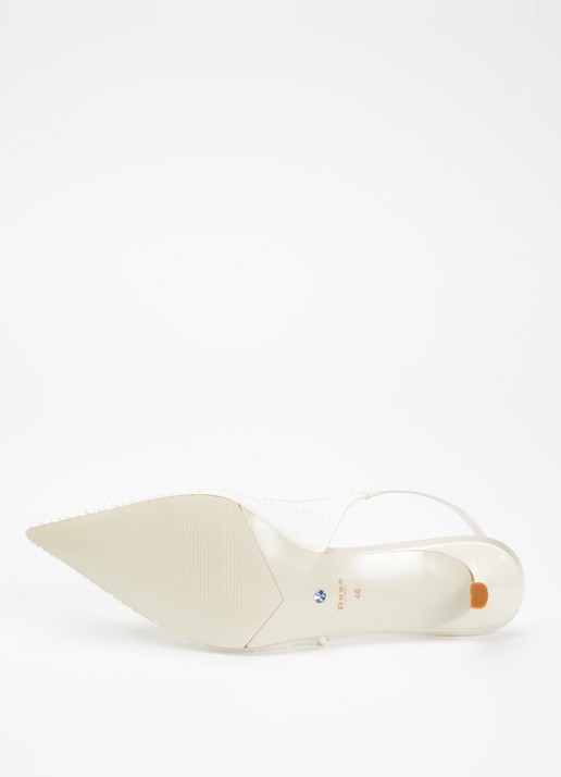 Dune London Companionship slingback met pareldecoratie en mesh details - detail 5 gebroken wit