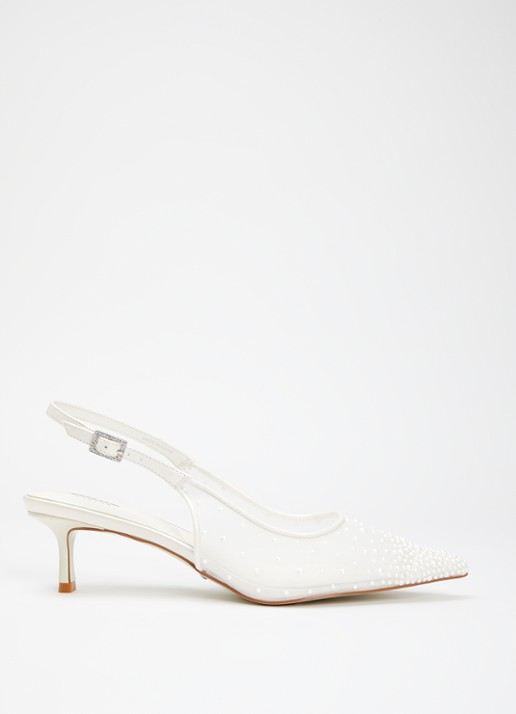 Dune London Companionship slingback met pareldecoratie en mesh details