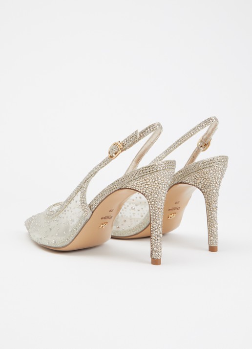 Dune London Compassionate slingback met strass - achterkant 6 zilver