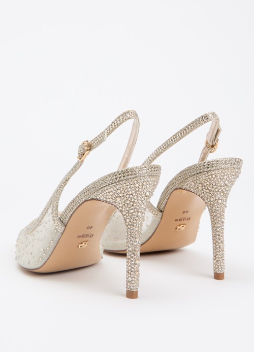 Dune London Compassionate slingback met strass - achterkant 7 zilver
