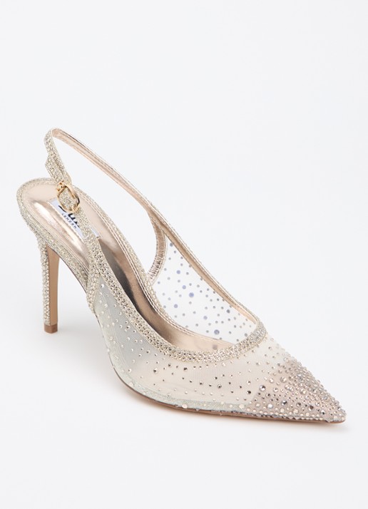 Dune London Compassionate slingback met strass - voorkant 9 zilver