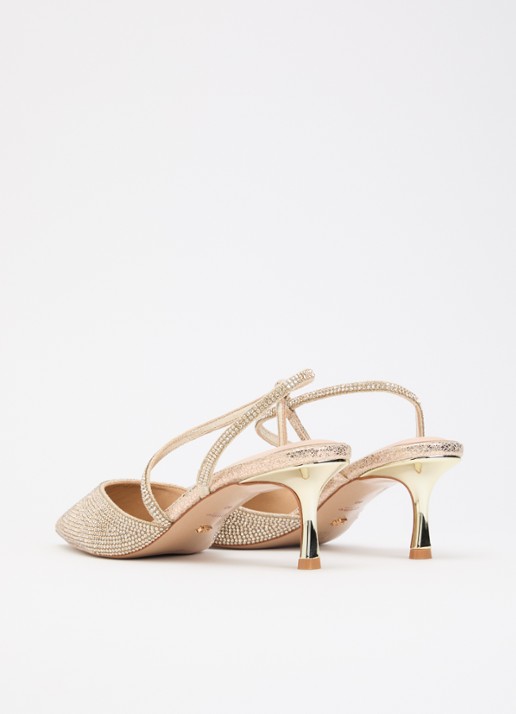 Dune London Competitive slingback met strass - achterkant goud