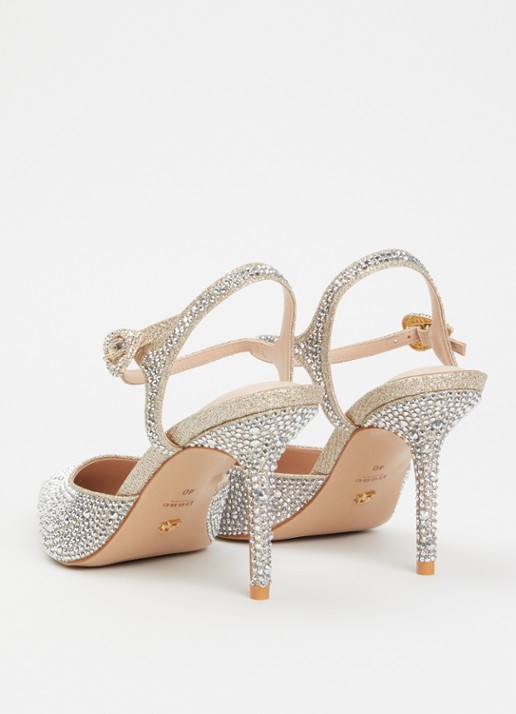 Dune London Compliments slingback met strass - achterkant zilver