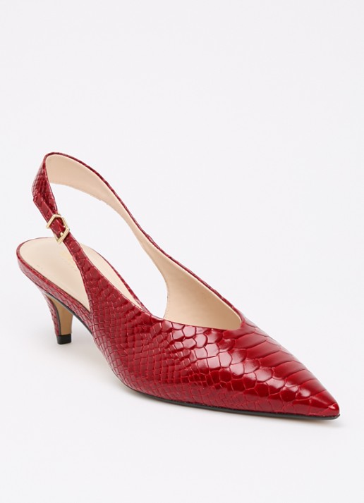 Dune London Connect slingback van leer met structuur - voorkant donkerrood