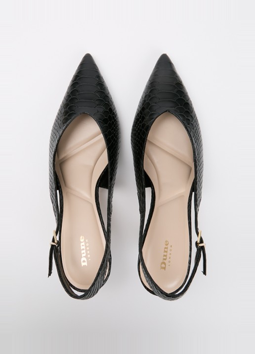 Dune London Connect slingback van leer met structuur - detail 2 zwart