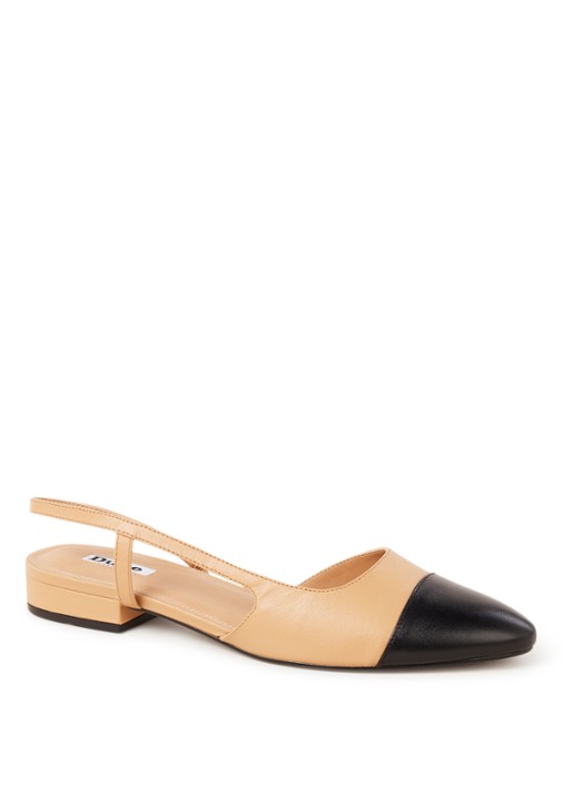 Dune London Corallina slingback van leer - voorkant beige