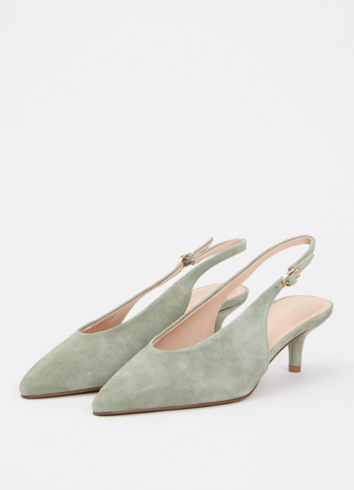 Dune London Crediblity slingback van leer - detail groen