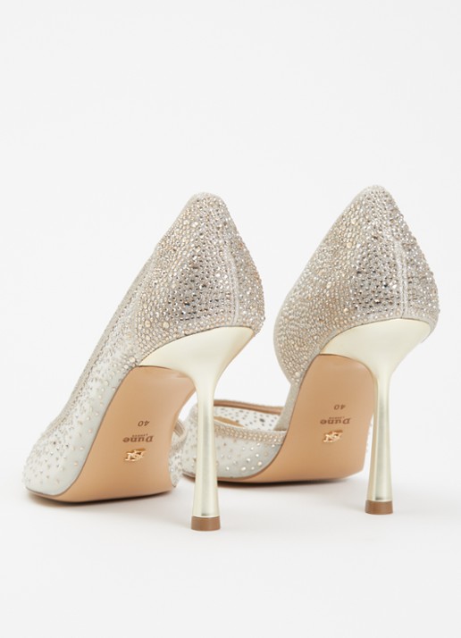 Dune London Cristelle pump van mesh met strass - achterkant 4 goud