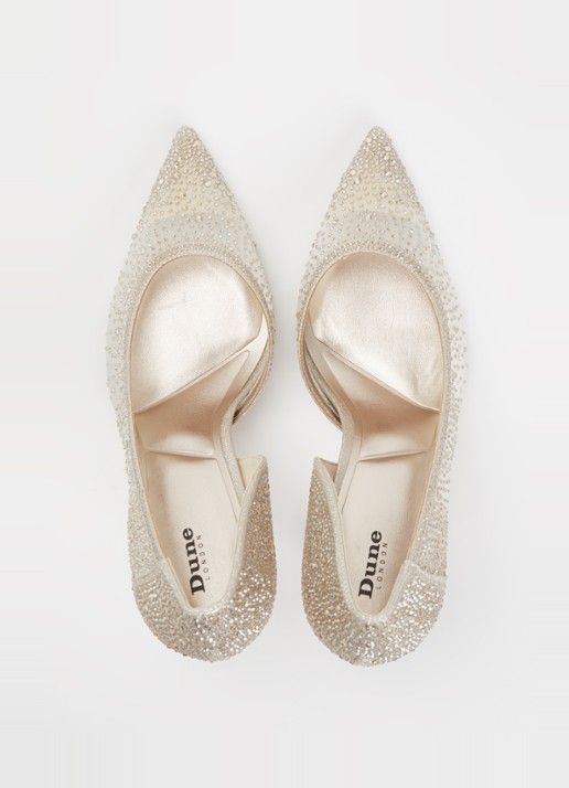 Dune London Cristelle pump van mesh met strass - detail 2 goud
