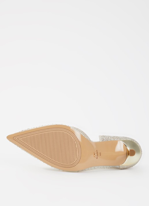 Dune London Cristelle pump van mesh met strass - detail 3 goud