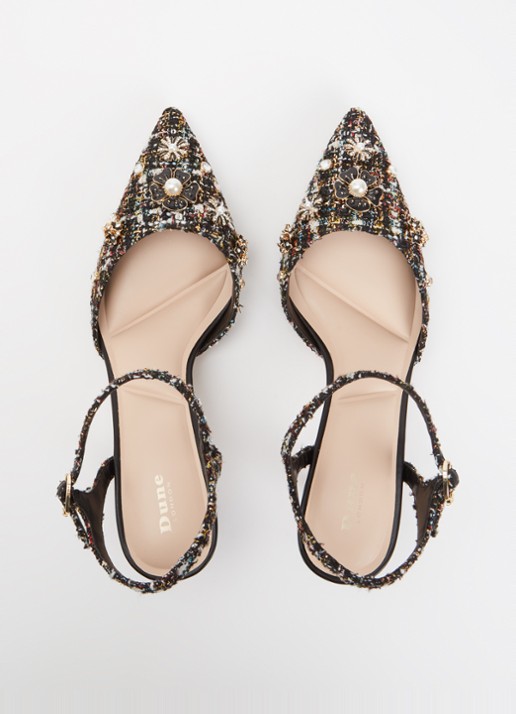 Dune London Cultivating sandalette met tweed-look - detail 4 zwart