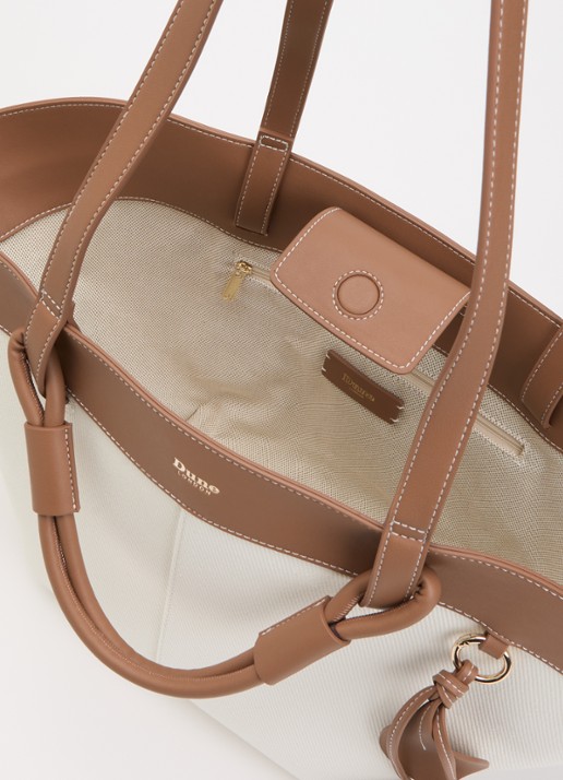 Dune London Daylight schoudertas met tasbedel - detail creme