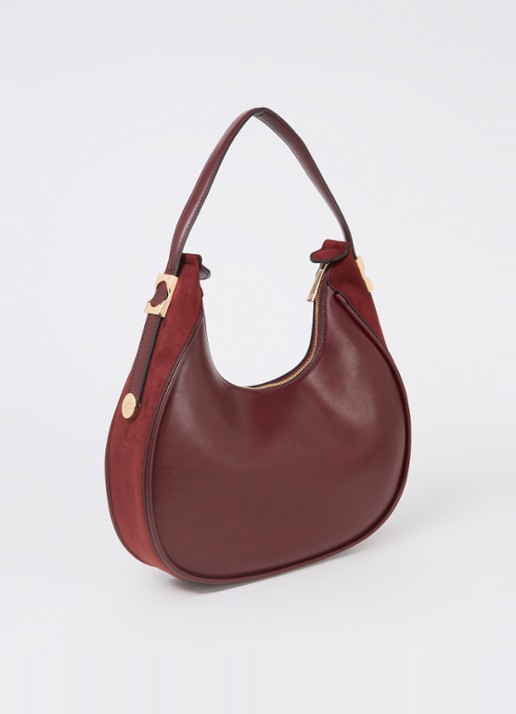 Dune London Dedicated schoudertas met logo - achterkant bordeauxrood
