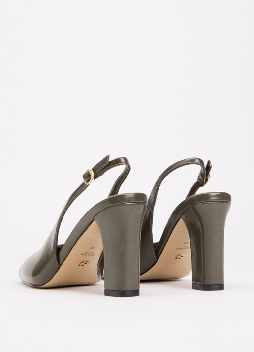 Dune London Defining slingback van leer - achterkant 5 bronsgroen