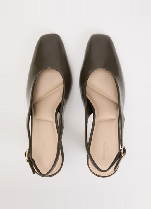 Dune London Defining slingback van leer - detail 2 bronsgroen