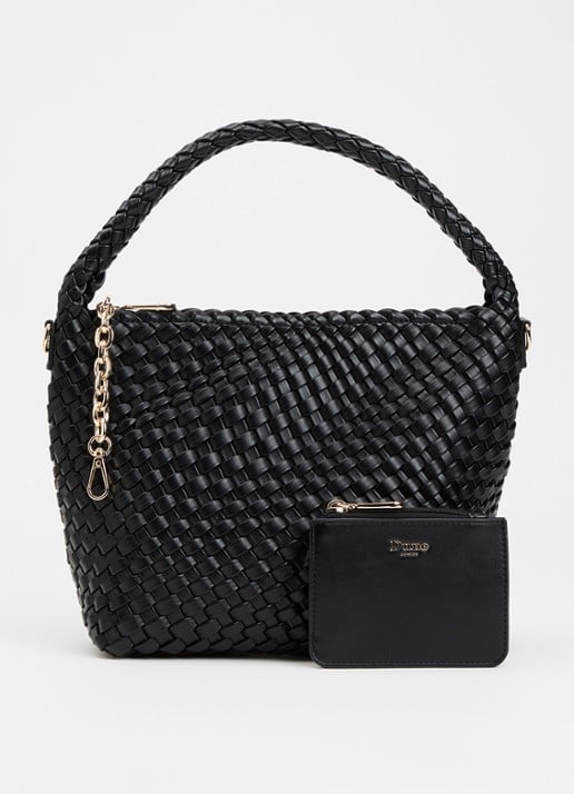 Dune London Deliberate M handtas met afneembare schouderriem en uitneembaar etui - voorkant zwart
