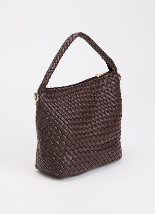 Dune London Deliberate M handtas met afneembare schouderriem en uitneembaar etui - achterkant roodbruin