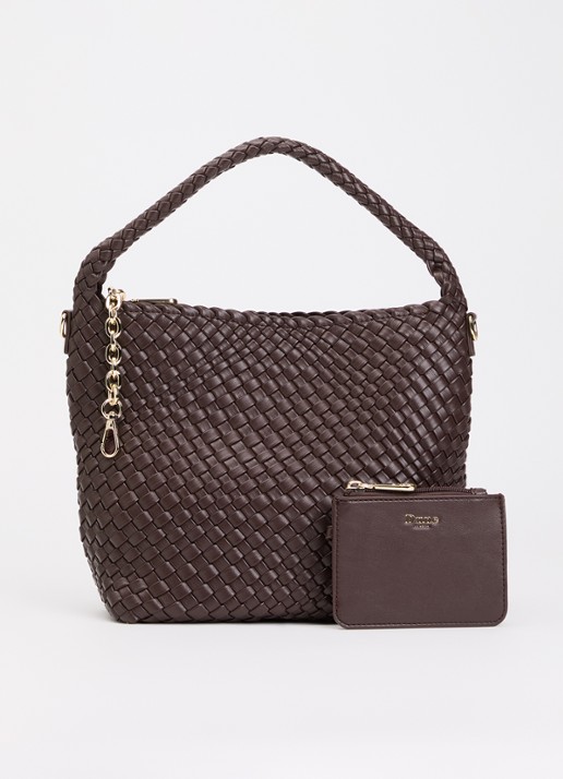 Dune London Deliberate M handtas met afneembare schouderriem en uitneembaar etui - voorkant 2 roodbruin