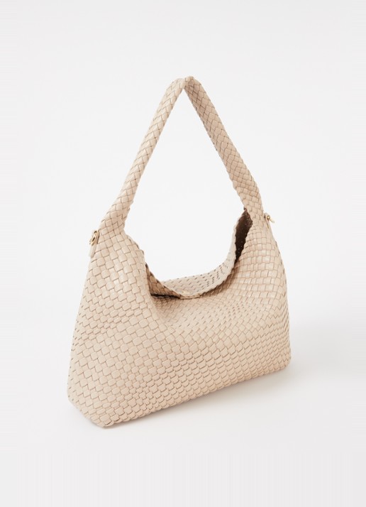 Dune London Deliberate schoudertas met gevlochten detail en uitneembaar etui - achterkant beige