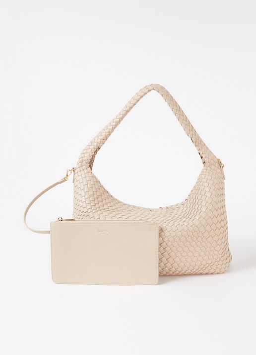 Dune London Deliberate schoudertas met gevlochten detail en uitneembaar etui - voorkant 2 beige