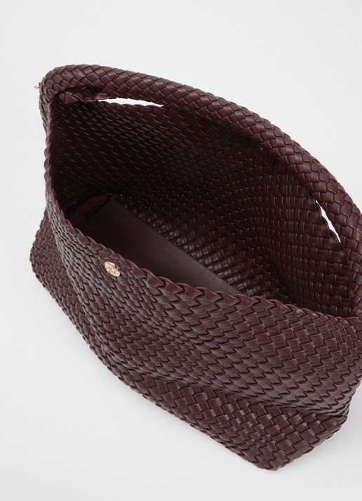 Dune London Deliberate schoudertas met gevlochten detail en uitneembaar etui - detail aubergine