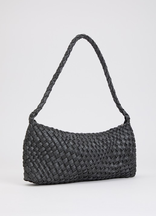 Dune London Deliberating schoudertas met gevlochten detail - achterkant 2 donkergrijs