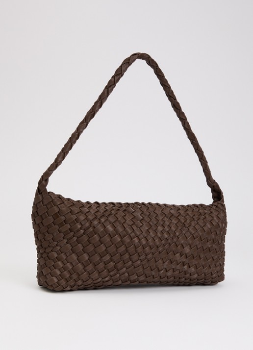 Dune London Deliberating schoudertas met gevlochten detail - achterkant bruin