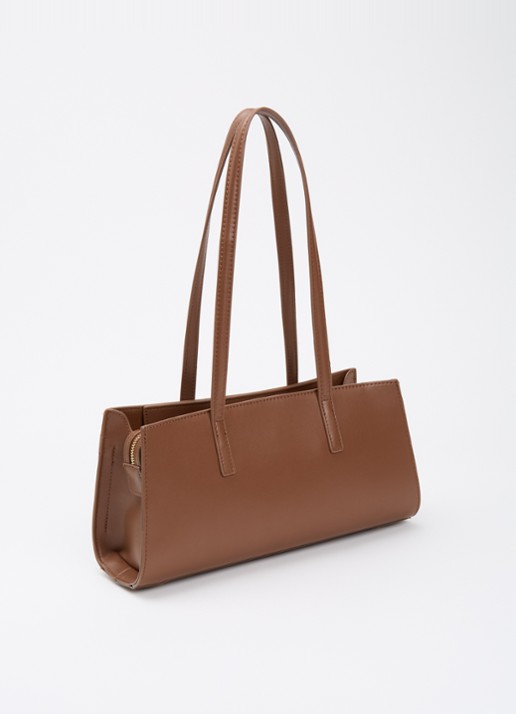 Dune London Depend schoudertas van leer met afneembare schouderriem - achterkant 5 chocoladebruin