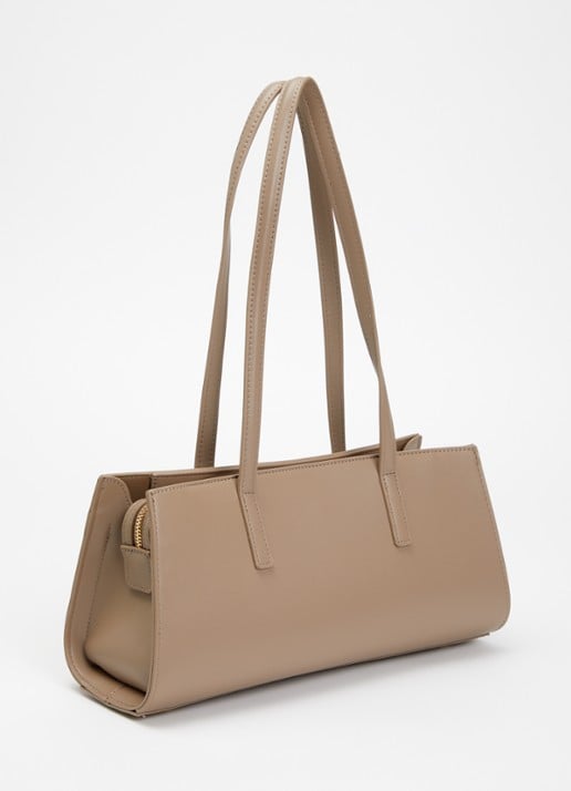 Dune London Depend schoudertas van leer met afneembare schouderriem - achterkant 4 taupe