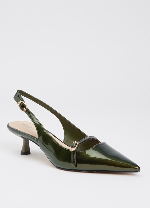 Dune London Deserved slingback met metallic finish  - voorkant 2 bronsgroen