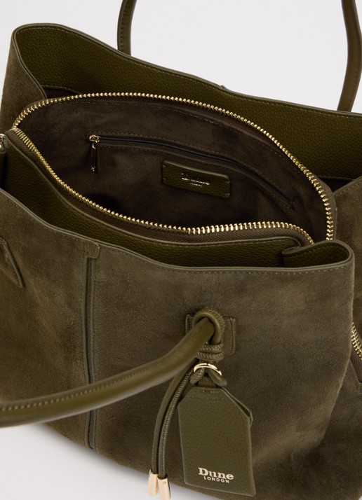 Dune London Deserving Large shopper met tasbedel - detail bronsgroen