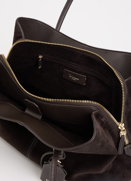 Dune London Deserving Large shopper met tasbedel - detail donkerbruin