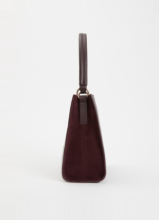 Dune London Destined Medium handtas van leer met crocostructuur en details van suède - detail 2 aubergine